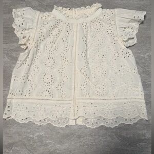 Jennifer & Grace 100% cotton eyelet lace blouse size large
